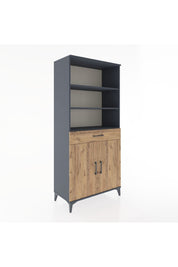Hyperion Dolap 4 Raflı Tek Çekmeceli 2 Kapaklı 88x44x195 Antrasit-Çam