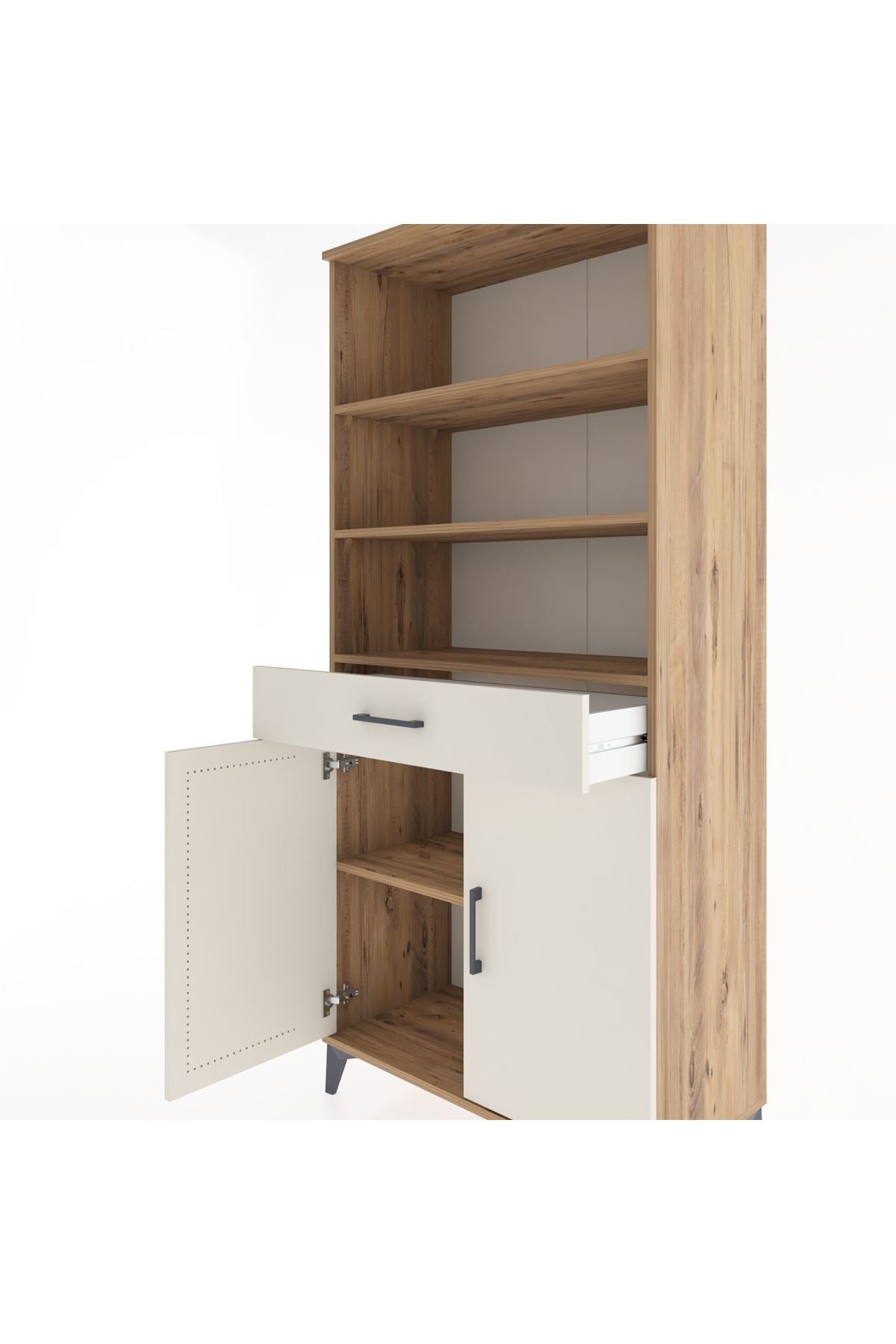 Hyperion Dolap 4 Raflı Tek Çekmeceli 2 Kapaklı 88x44x195 Çam-Aytaşı