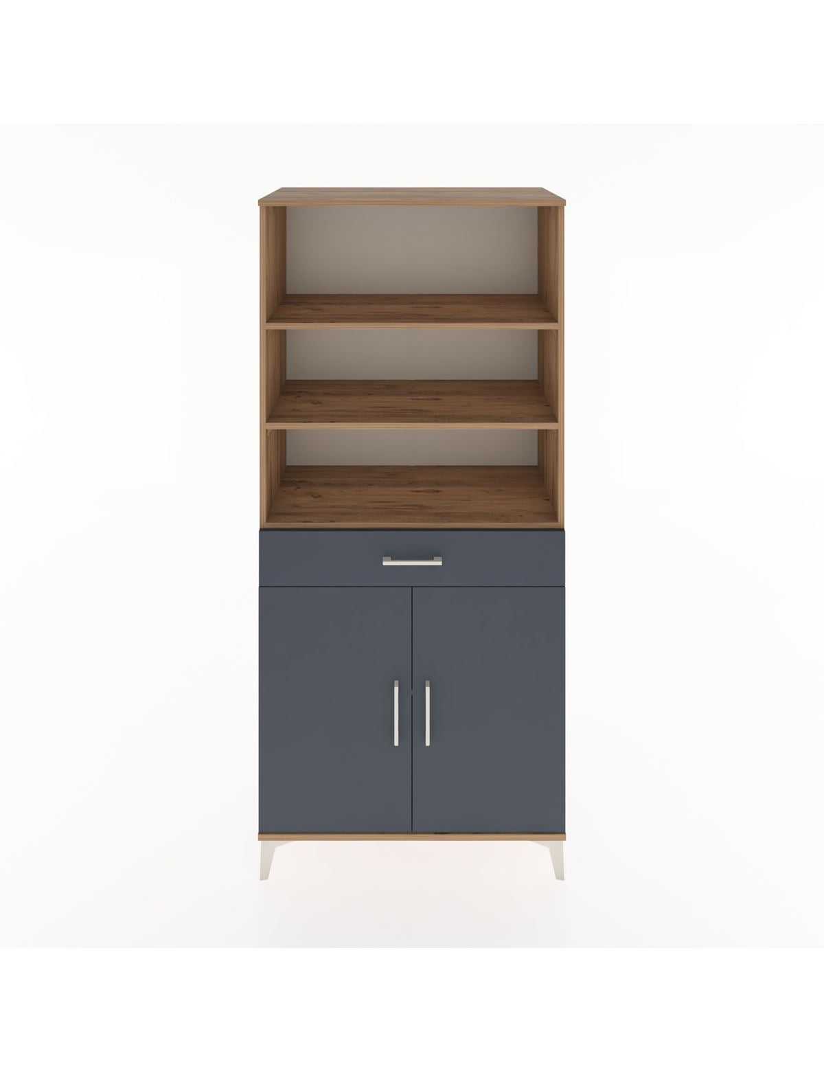 Hyperion Dolap 4 Raflı Tek Çekmeceli 2 Kapaklı 88x44x195 Çam-Antrasit