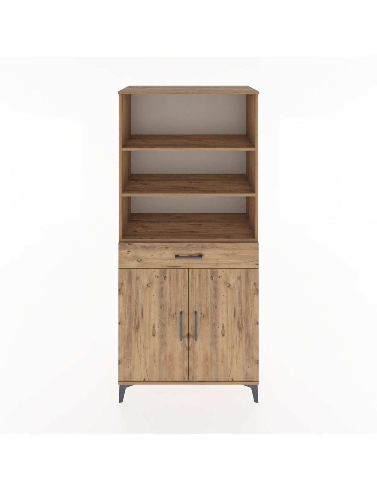 Hyperion Dolap 4 Raflı Tek Çekmeceli 2 Kapaklı 88x44x195 Çam-Çam