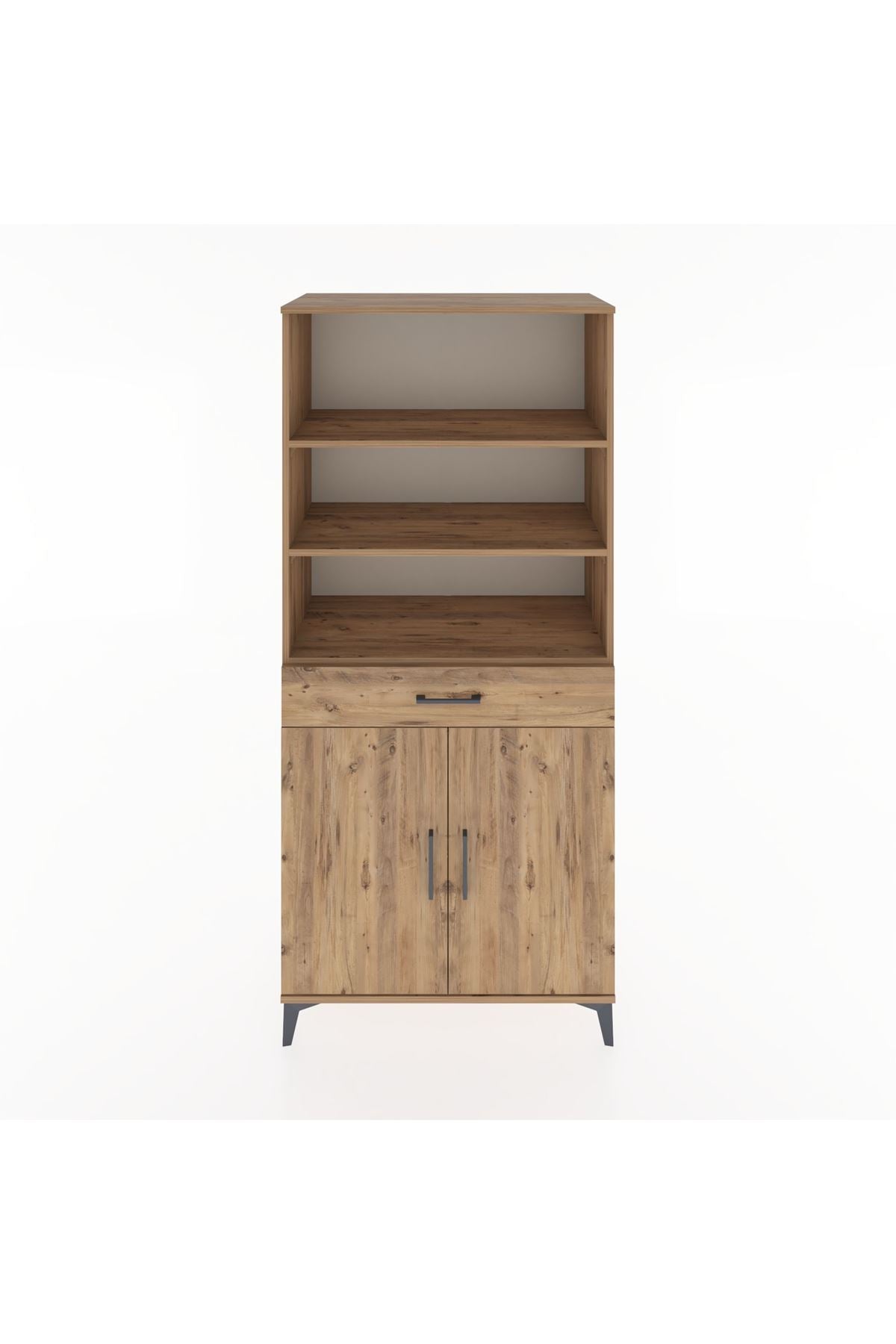 Hyperion Dolap 4 Raflı Tek Çekmeceli 2 Kapaklı 88x44x195 Çam-Çam