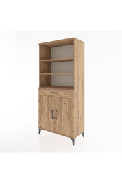 Hyperion Dolap 4 Raflı Tek Çekmeceli 2 Kapaklı 88x44x195 Çam-Çam