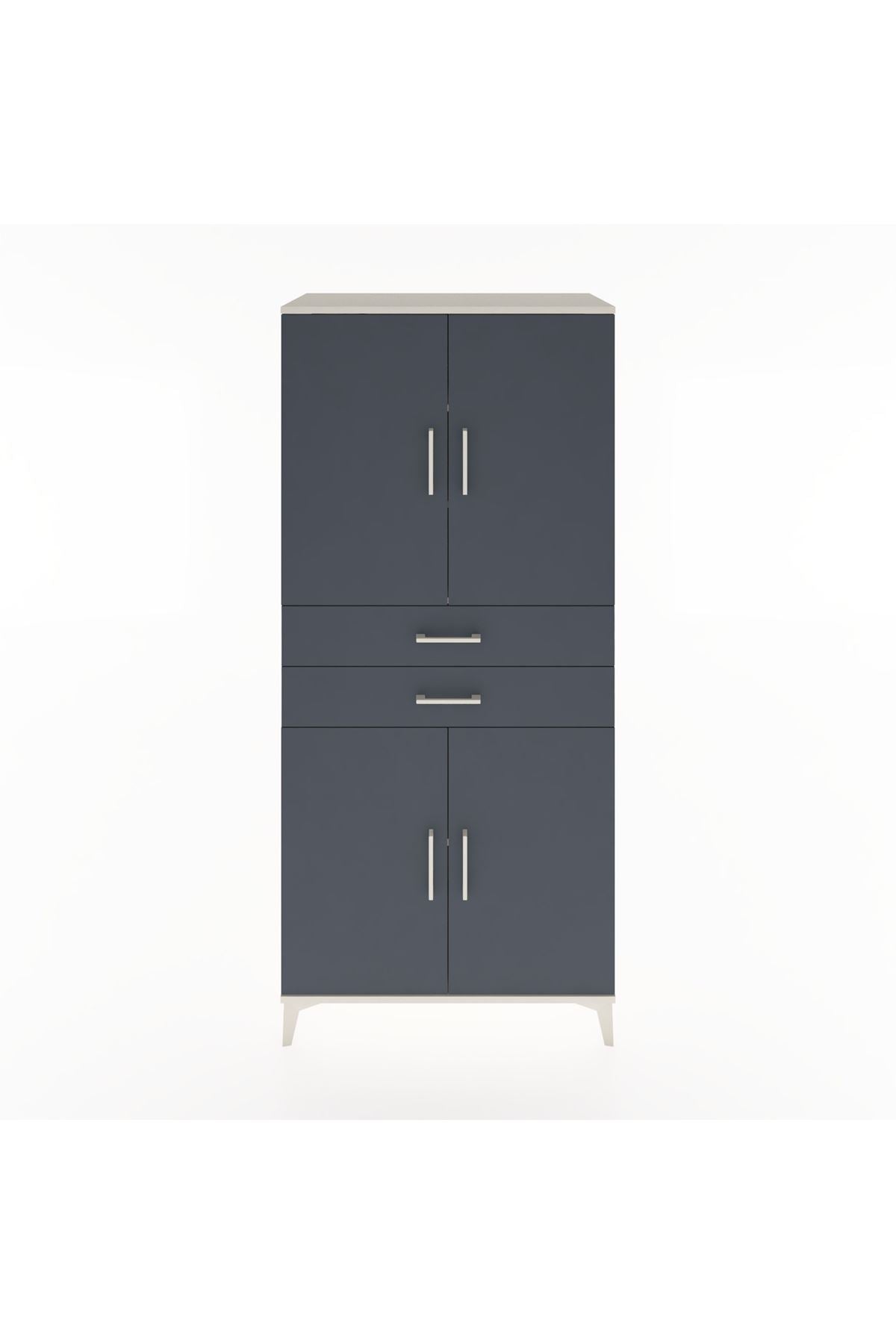 Hyperion Dolap 4 Raflı 2 Çekmeceli 4 Kapaklı 88x44x195 Aytaşı-Antrasit