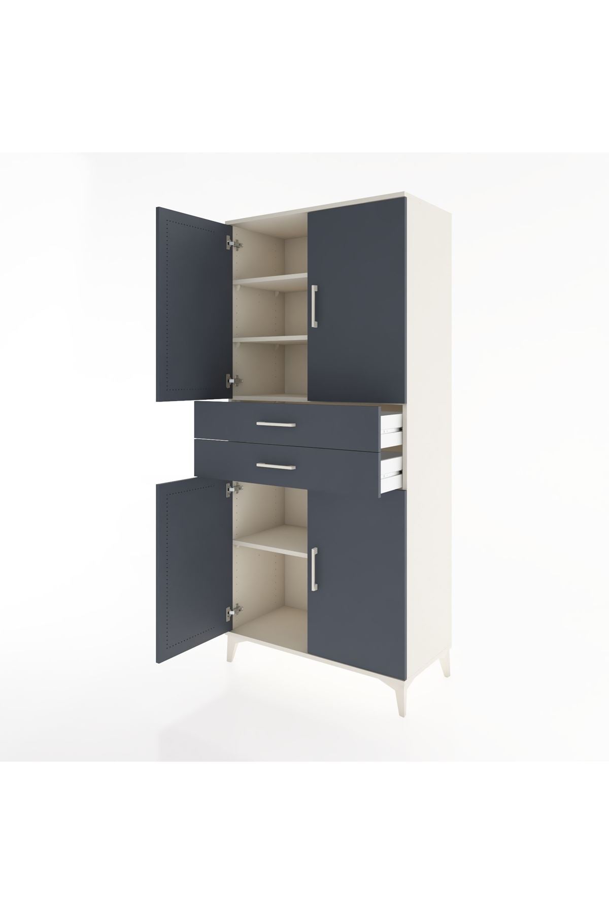 Hyperion Dolap 4 Raflı 2 Çekmeceli 4 Kapaklı 88x44x195 Aytaşı-Antrasit