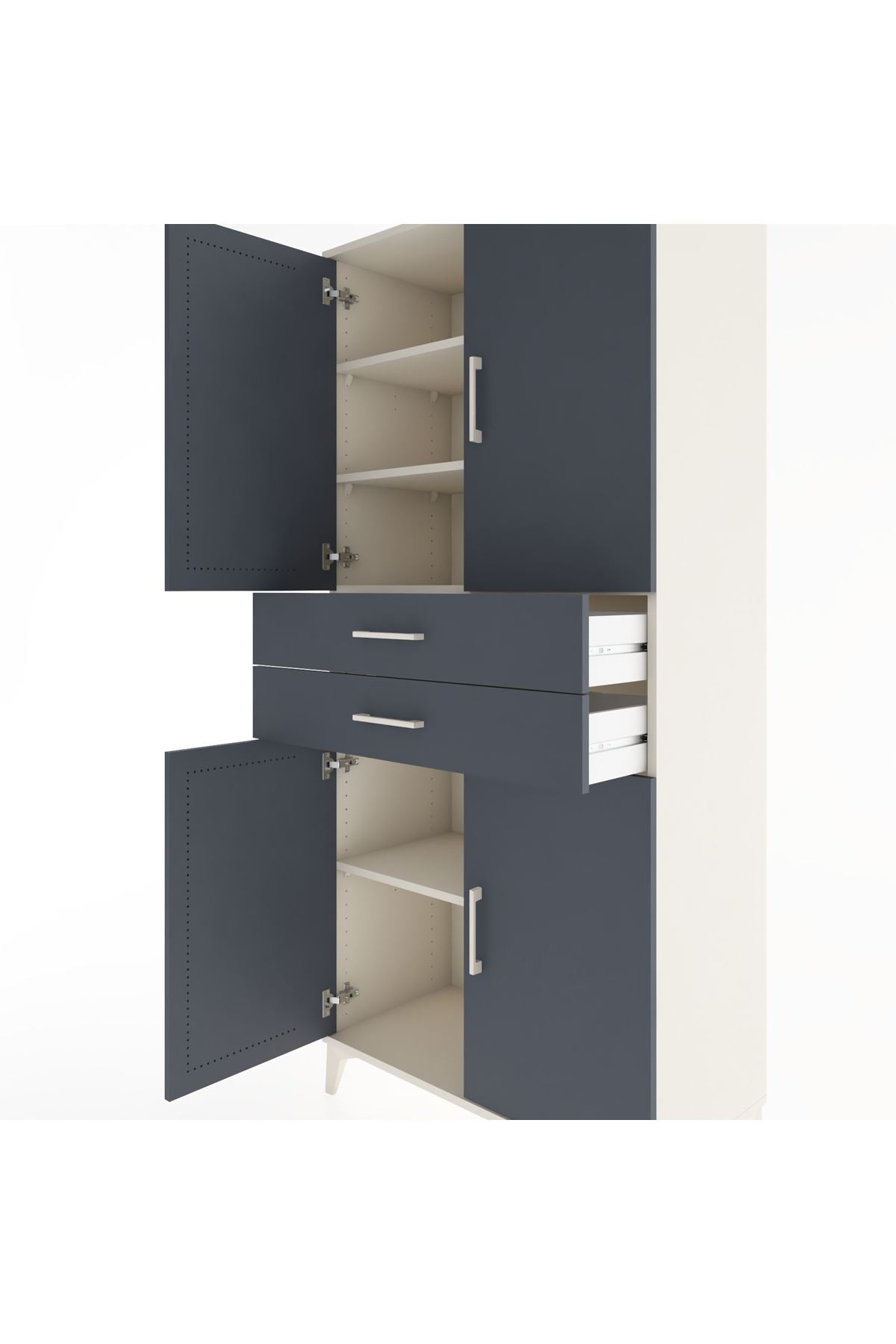 Hyperion Dolap 4 Raflı 2 Çekmeceli 4 Kapaklı 88x44x195 Aytaşı-Antrasit