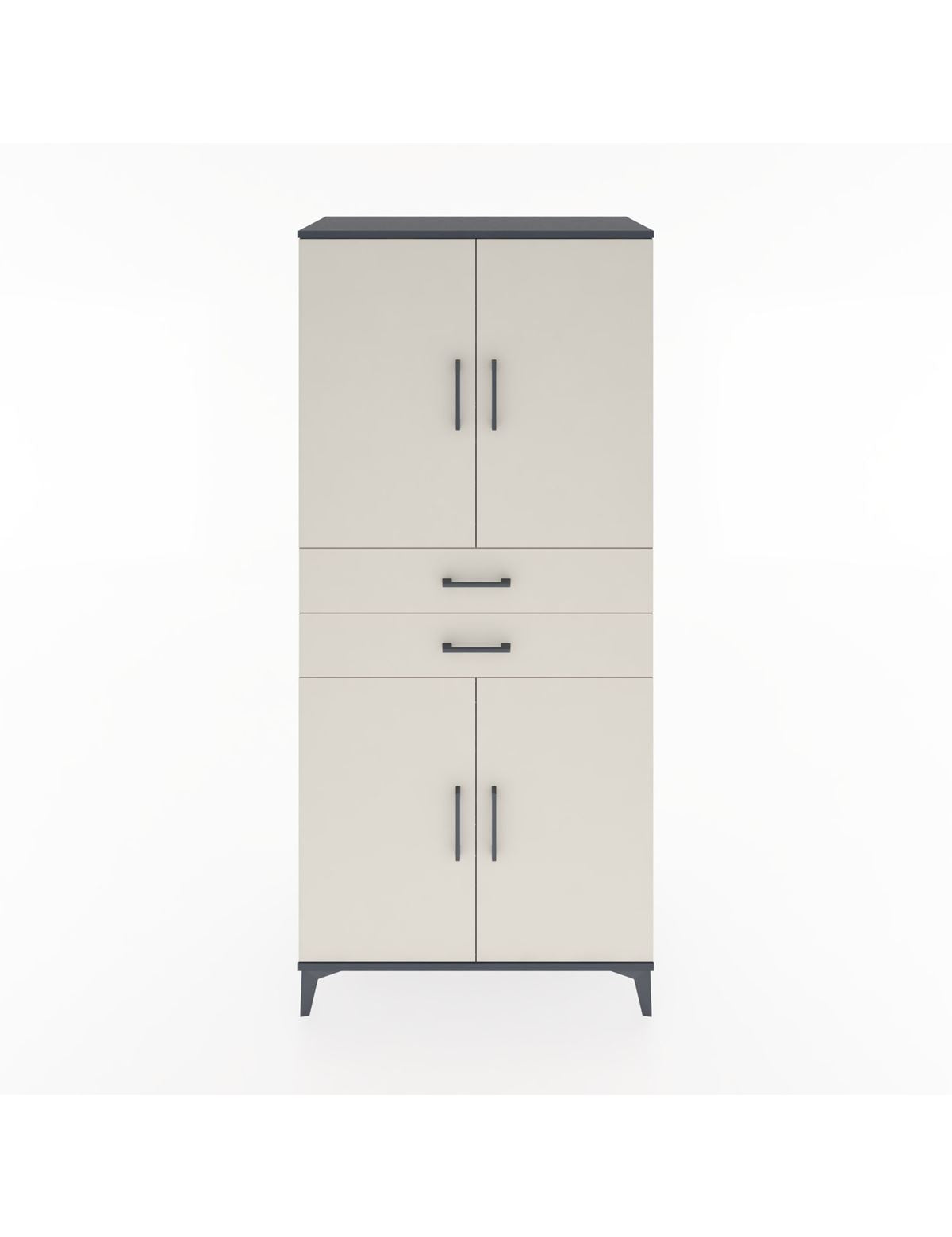 Hyperion Dolap 4 Raflı 2 Çekmeceli 4 Kapaklı 88x44x195 Antrasit-Aytaşı