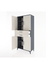 Hyperion Dolap 4 Raflı 2 Çekmeceli 4 Kapaklı 88x44x195 Antrasit-Aytaşı
