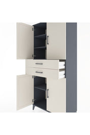 Hyperion Dolap 4 Raflı 2 Çekmeceli 4 Kapaklı 88x44x195 Antrasit-Aytaşı