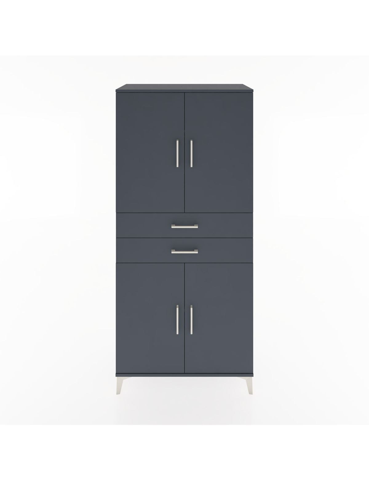 Hyperion Dolap 4 Raflı 2 Çekmeceli 4 Kapaklı 88x44x195 Antrasit-Antrasit