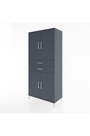 Hyperion Dolap 4 Raflı 2 Çekmeceli 4 Kapaklı 88x44x195 Antrasit-Antrasit