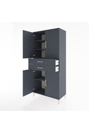 Hyperion Dolap 4 Raflı 2 Çekmeceli 4 Kapaklı 88x44x195 Antrasit-Antrasit