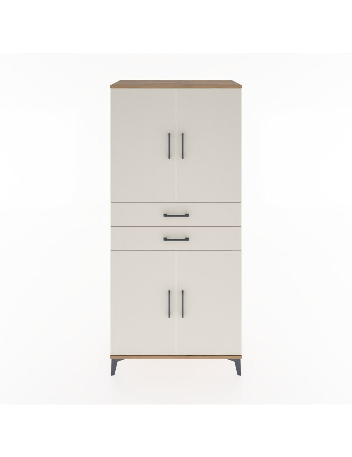 Hyperion Dolap 4 Raflı 2 Çekmeceli 4 Kapaklı 88x44x195 Çam-Aytaşı