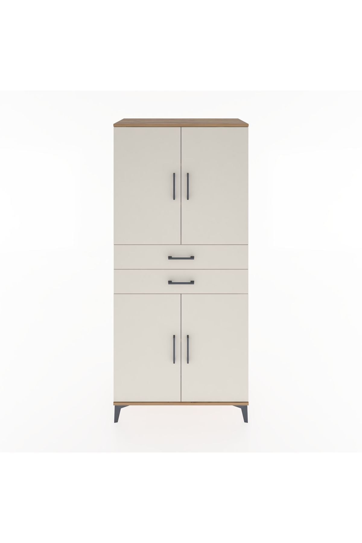 Hyperion Dolap 4 Raflı 2 Çekmeceli 4 Kapaklı 88x44x195 Çam-Aytaşı