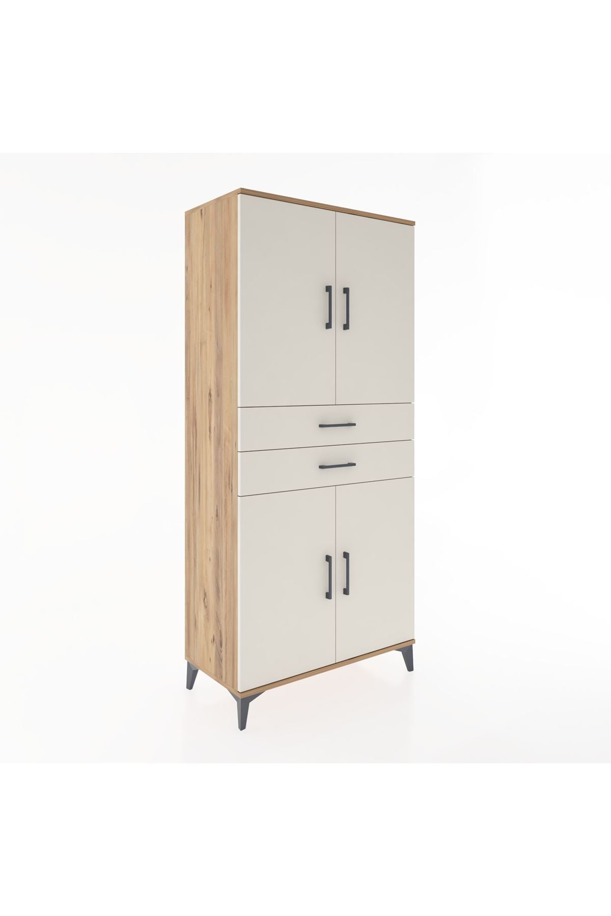 Hyperion Dolap 4 Raflı 2 Çekmeceli 4 Kapaklı 88x44x195 Çam-Aytaşı