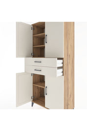 Hyperion Dolap 4 Raflı 2 Çekmeceli 4 Kapaklı 88x44x195 Çam-Aytaşı