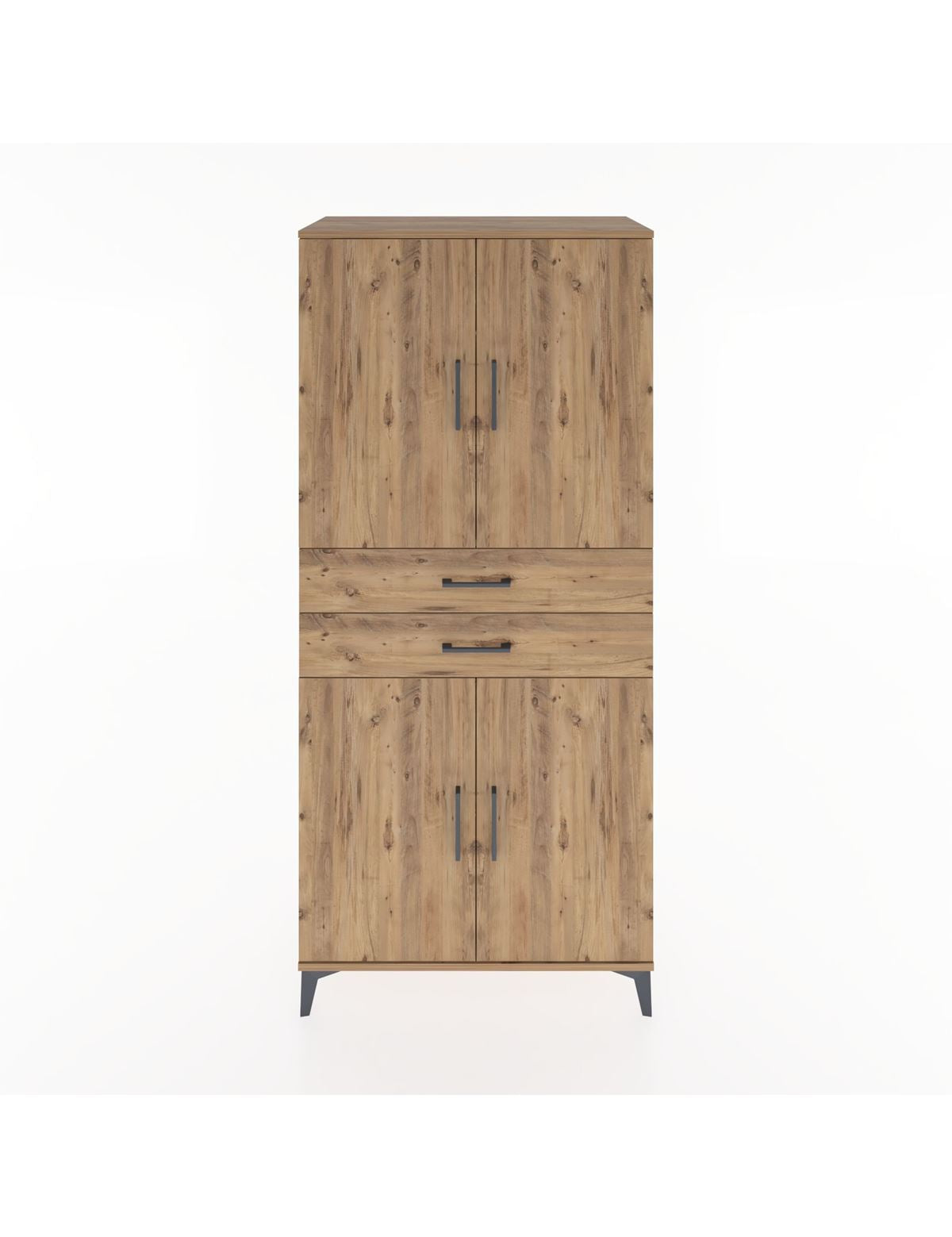 Hyperion Dolap 4 Raflı 2 Çekmeceli 4 Kapaklı 88x44x195 Çam-Çam