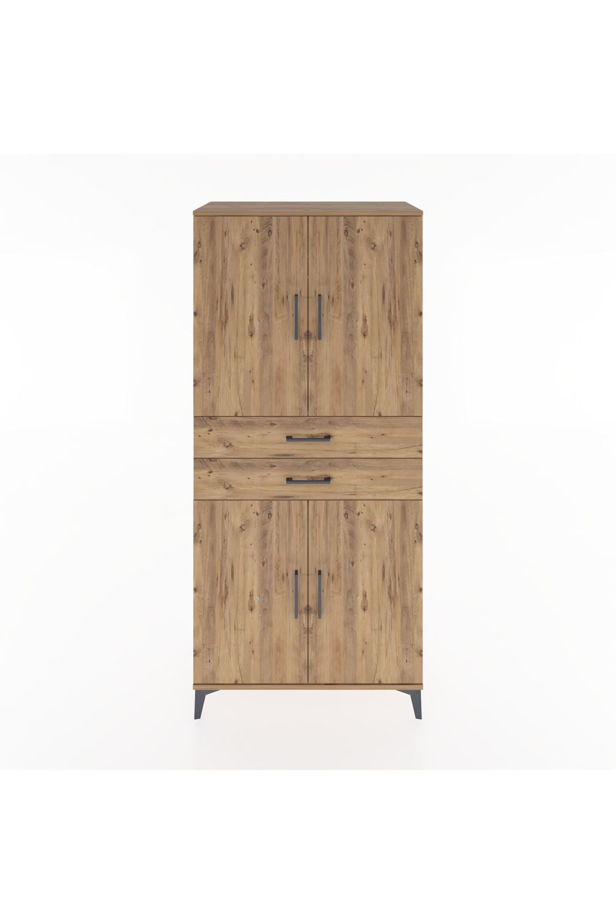 Hyperion Dolap 4 Raflı 2 Çekmeceli 4 Kapaklı 88x44x195 Çam-Çam