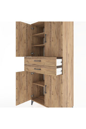 Hyperion Dolap 4 Raflı 2 Çekmeceli 4 Kapaklı 88x44x195 Çam-Çam