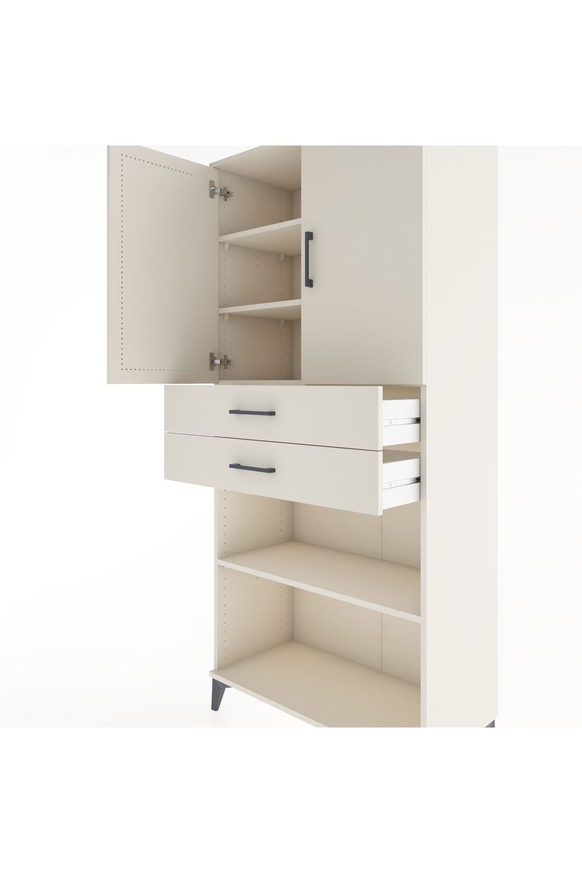 Hyperion Dolap 4 Raflı 2 Çekmeceli 2 Kapaklı 88x44x195 Aytaşı-Aytaşı