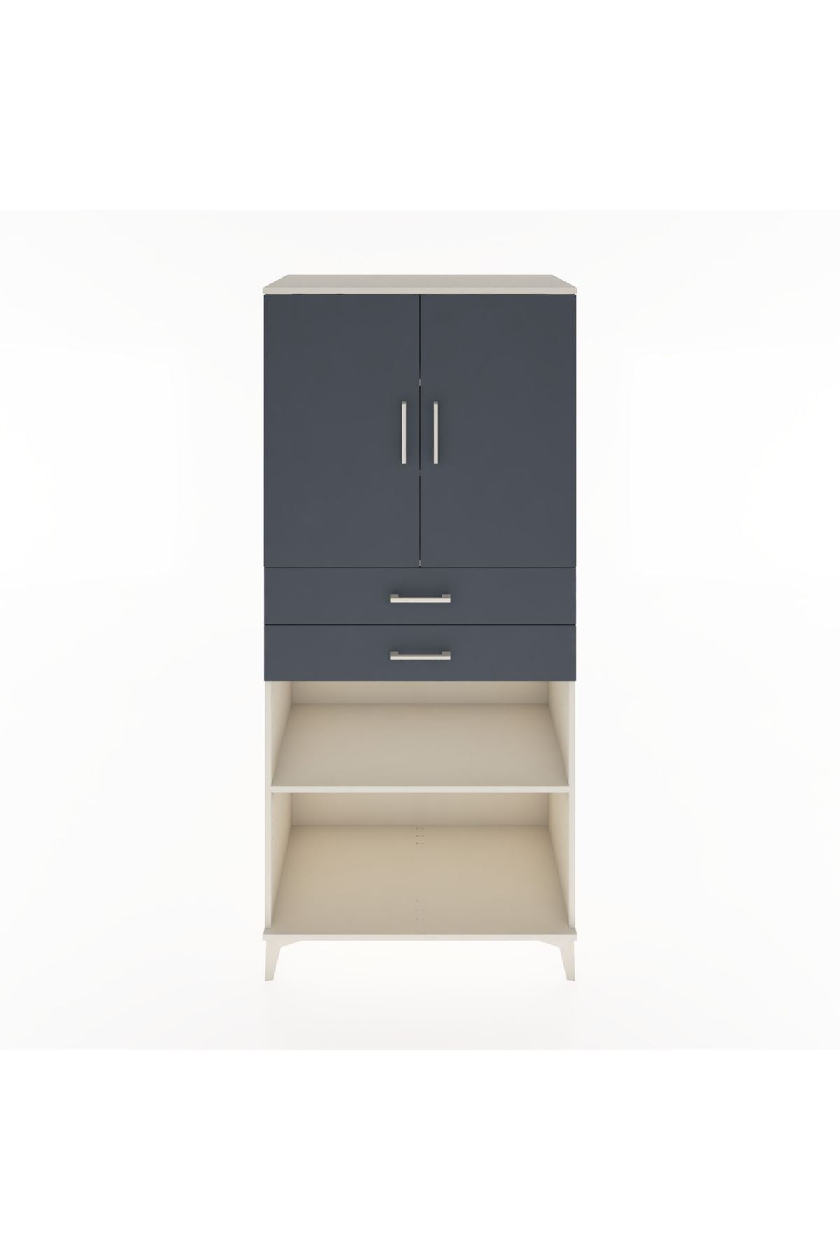 Hyperion Dolap 4 Raflı 2 Çekmeceli 2 Kapaklı 88x44x195 Aytaşı-Antrasit