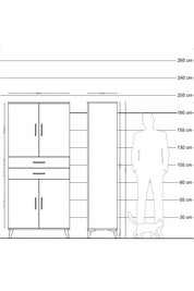 Hyperion Dolap 4 Raflı 2 Çekmeceli 4 Kapaklı 88x44x195 Çam-Çam