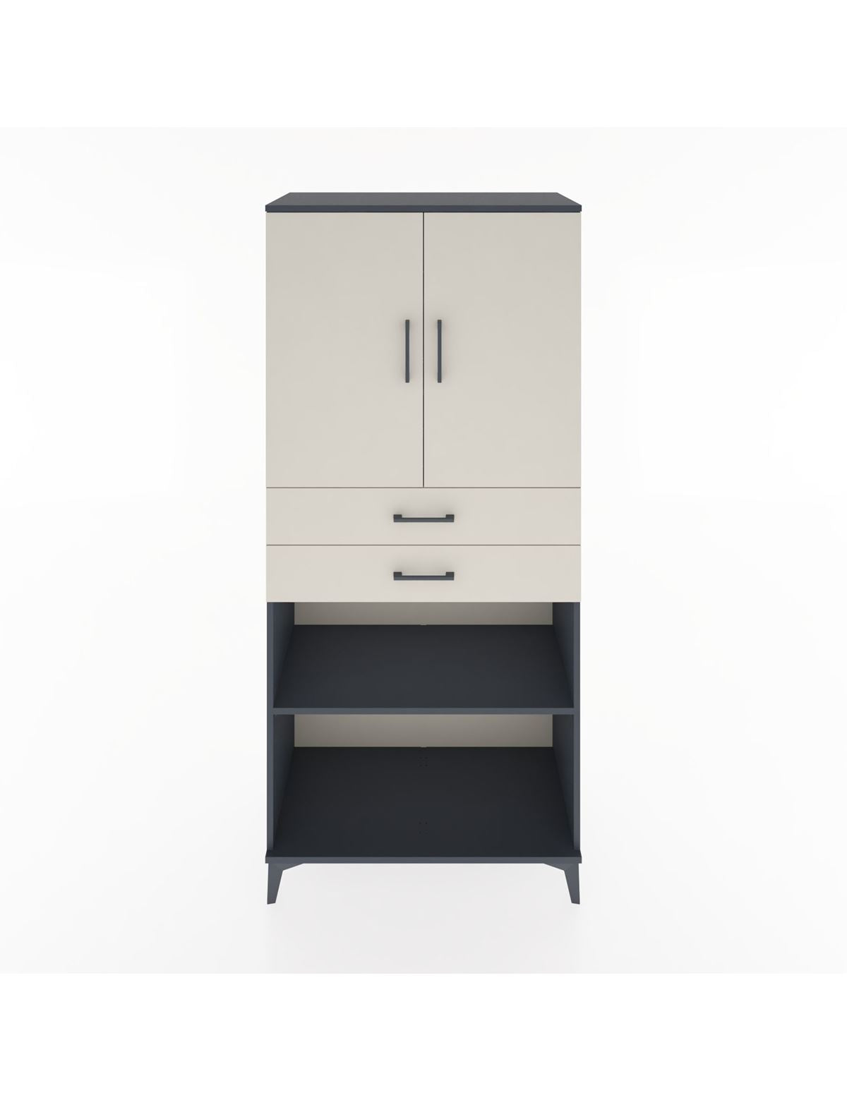 Hyperion Dolap 4 Raflı 2 Çekmeceli 2 Kapaklı 88x44x195 Antrasit-Aytaşı