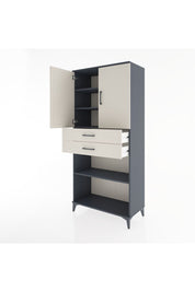Hyperion Dolap 4 Raflı 2 Çekmeceli 2 Kapaklı 88x44x195 Antrasit-Aytaşı