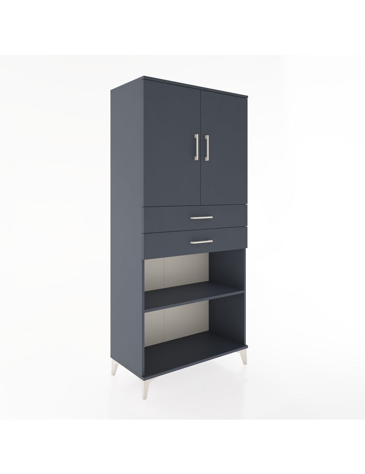 Hyperion Dolap 4 Raflı 2 Çekmeceli 2 Kapaklı 88x44x195 Antrasit-Antrasit