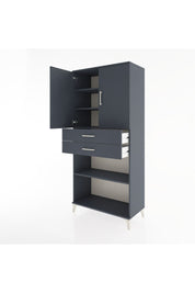 Hyperion Dolap 4 Raflı 2 Çekmeceli 2 Kapaklı 88x44x195 Antrasit-Antrasit