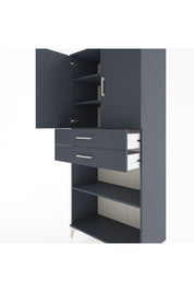 Hyperion Dolap 4 Raflı 2 Çekmeceli 2 Kapaklı 88x44x195 Antrasit-Antrasit