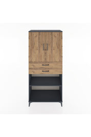 Hyperion Dolap 4 Raflı 2 Çekmeceli 2 Kapaklı 88x44x195 Antrasit-Çam