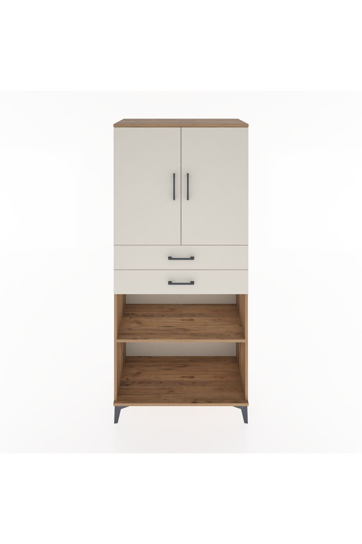 Hyperion Dolap 4 Raflı 2 Çekmeceli 2 Kapaklı 88x44x195 Çam-Aytaşı