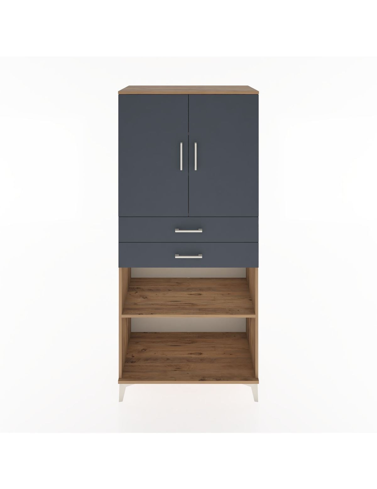 Hyperion Dolap 4 Raflı 2 Çekmeceli 2 Kapaklı 88x44x195 Çam-Antrasit