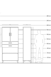 Hyperion Dolap 4 Raflı 2 Çekmeceli 2 Kapaklı 88x44x195 Antrasit-Çam