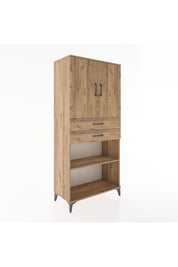 Hyperion Dolap 4 Raflı 2 Çekmeceli 2 Kapaklı 88x44x195 Çam-Çam