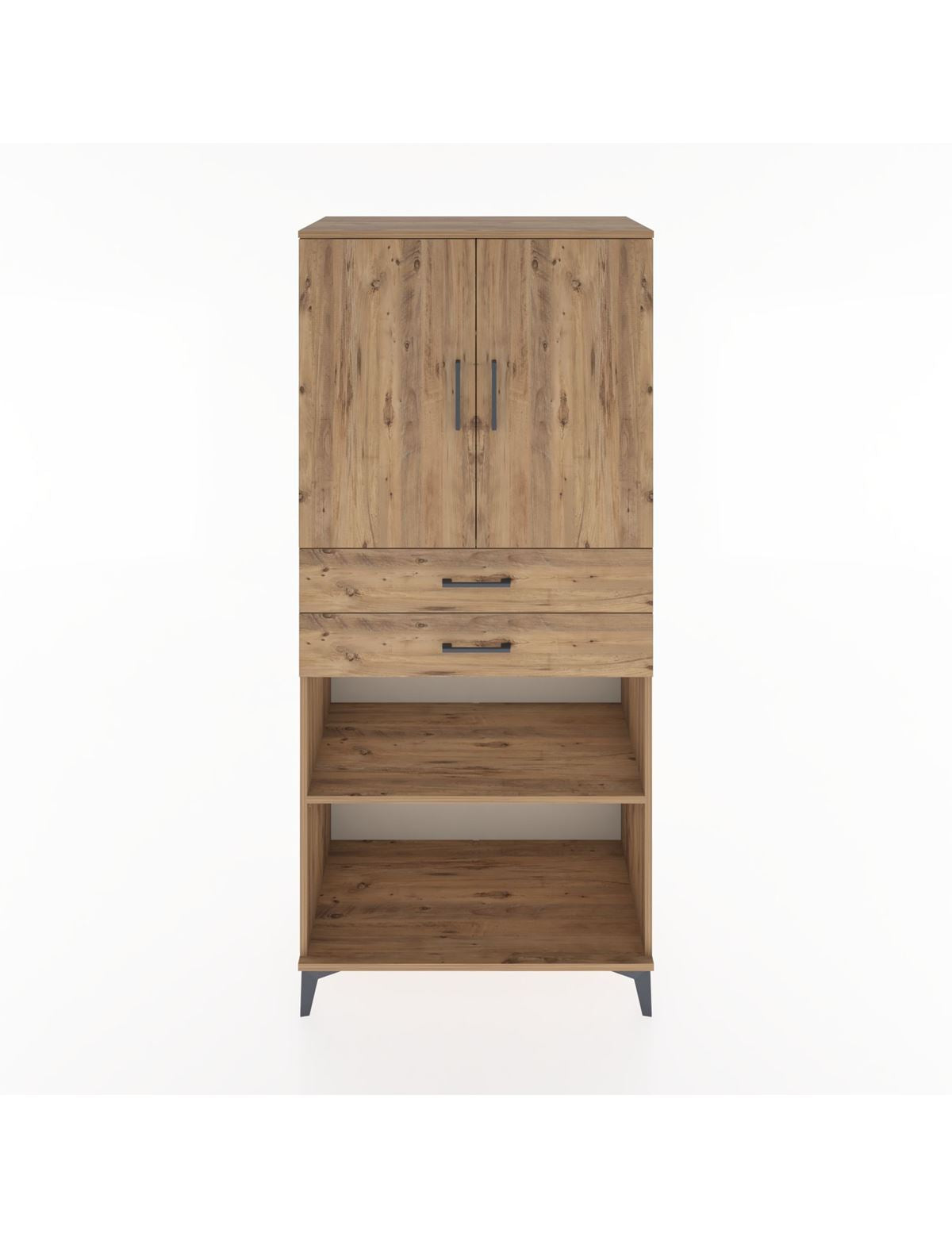 Hyperion Dolap 4 Raflı 2 Çekmeceli 2 Kapaklı 88x44x195 Çam-Çam