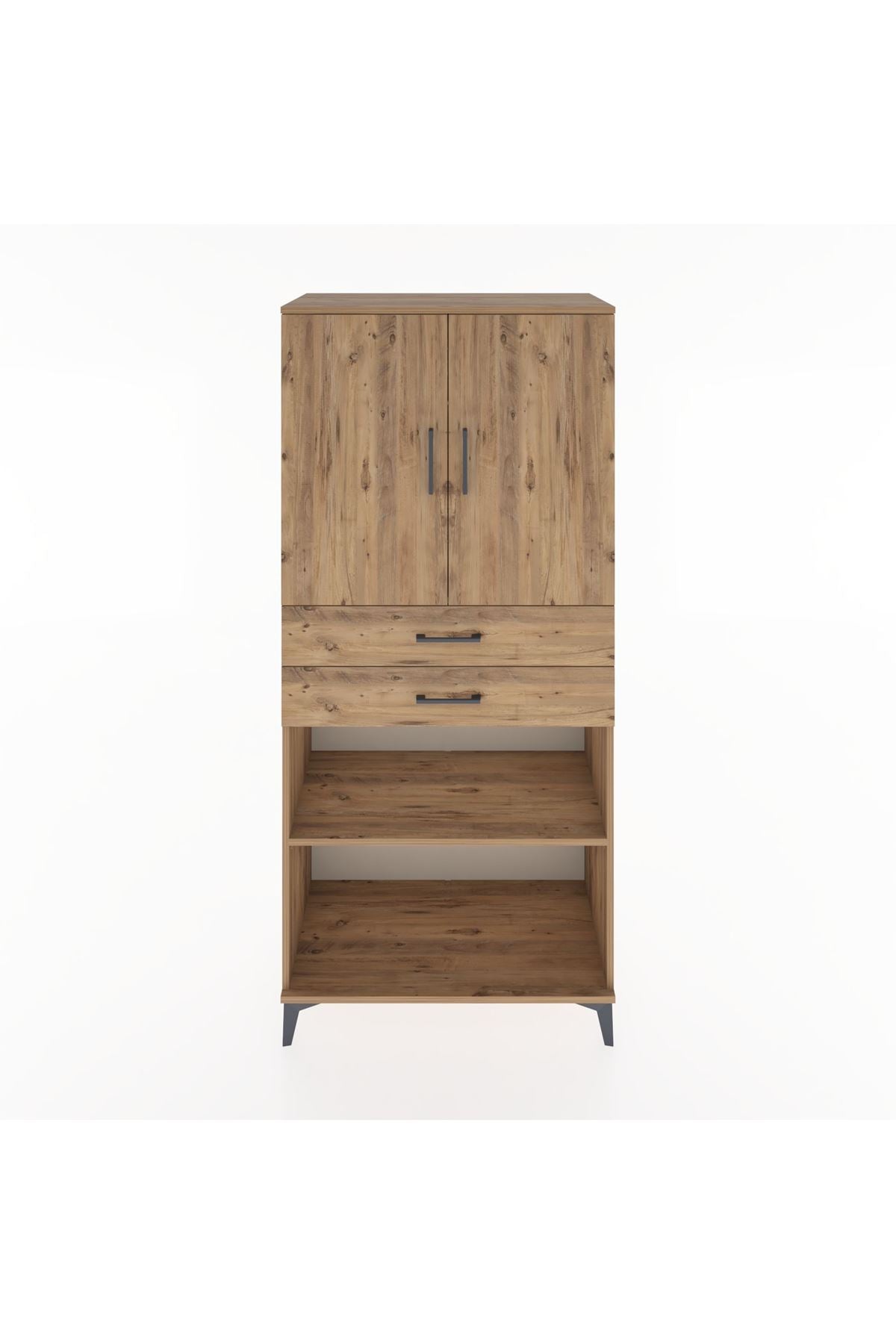 Hyperion Dolap 4 Raflı 2 Çekmeceli 2 Kapaklı 88x44x195 Çam-Çam