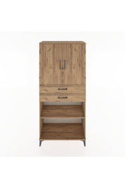 Hyperion Dolap 4 Raflı 2 Çekmeceli 2 Kapaklı 88x44x195 Çam-Çam