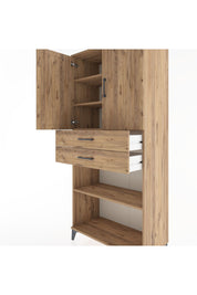Hyperion Dolap 4 Raflı 2 Çekmeceli 2 Kapaklı 88x44x195 Çam-Çam