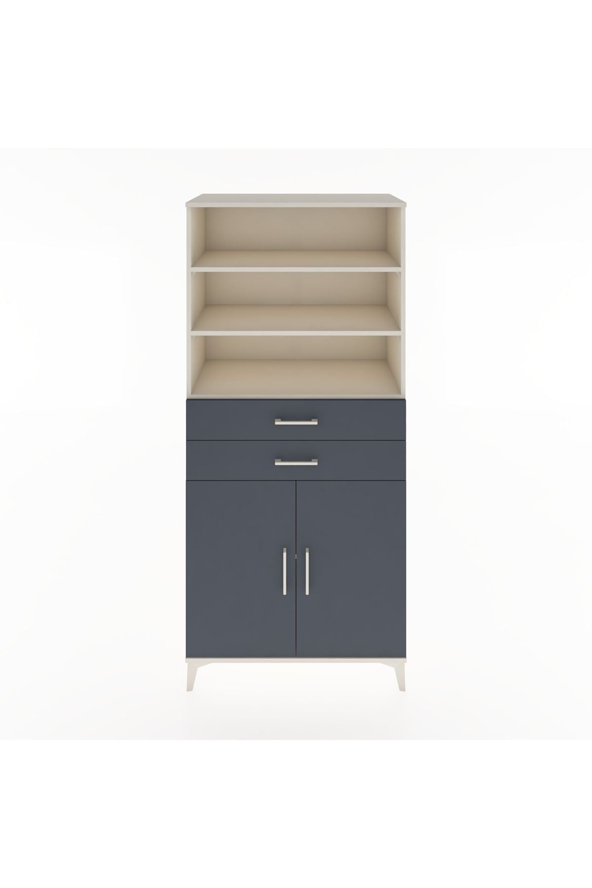 Hyperion Dolap 4 Raflı 2 Çekmeceli 2 Kapaklı 88x44x195 Aytaşı-Antrasit