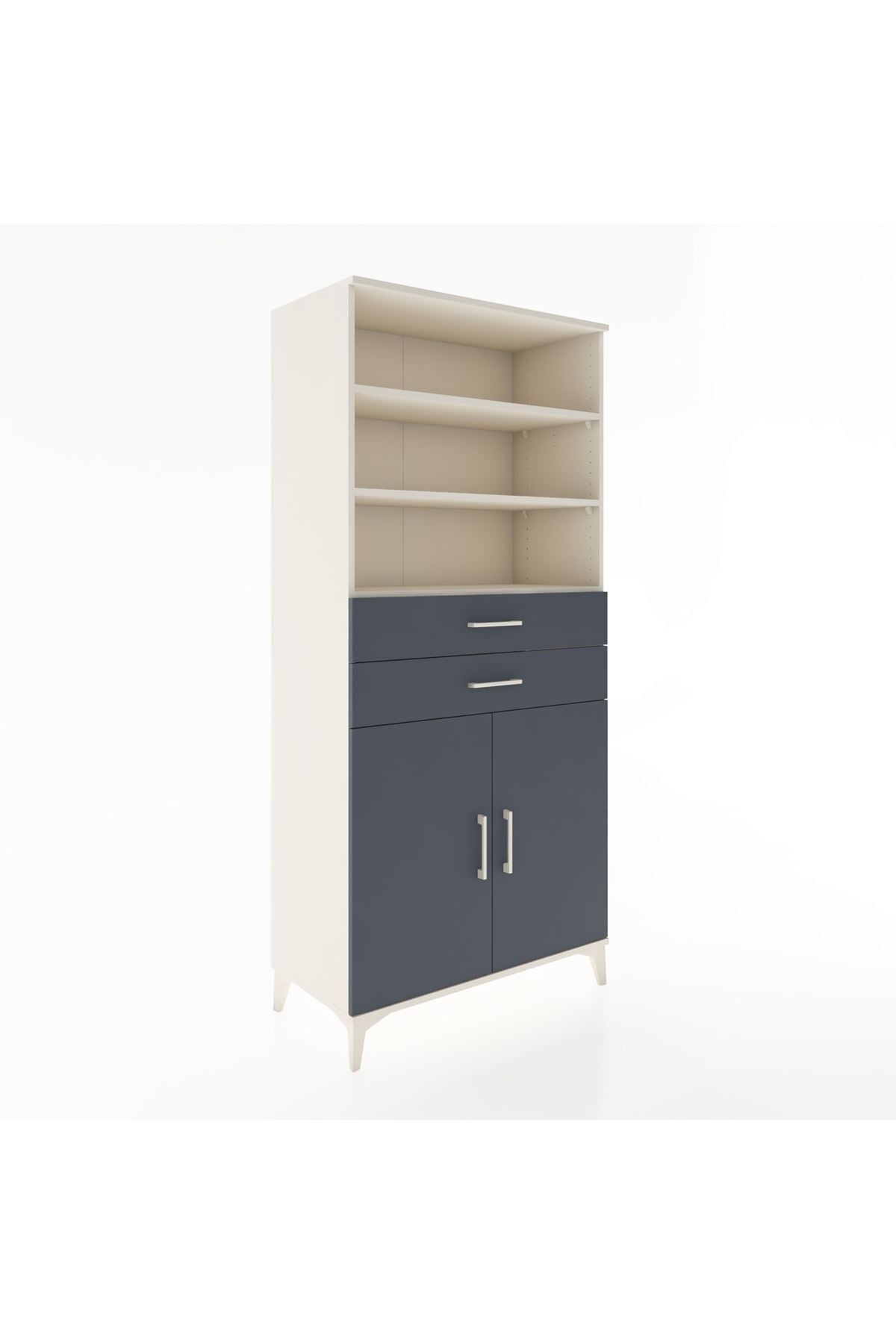 Hyperion Dolap 4 Raflı 2 Çekmeceli 2 Kapaklı 88x44x195 Aytaşı-Antrasit