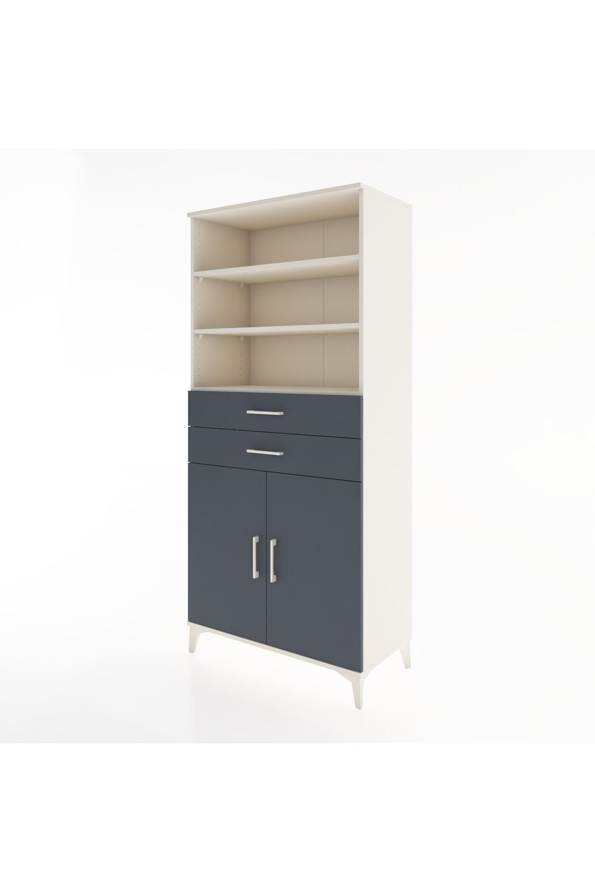 Hyperion Dolap 4 Raflı 2 Çekmeceli 2 Kapaklı 88x44x195 Aytaşı-Antrasit