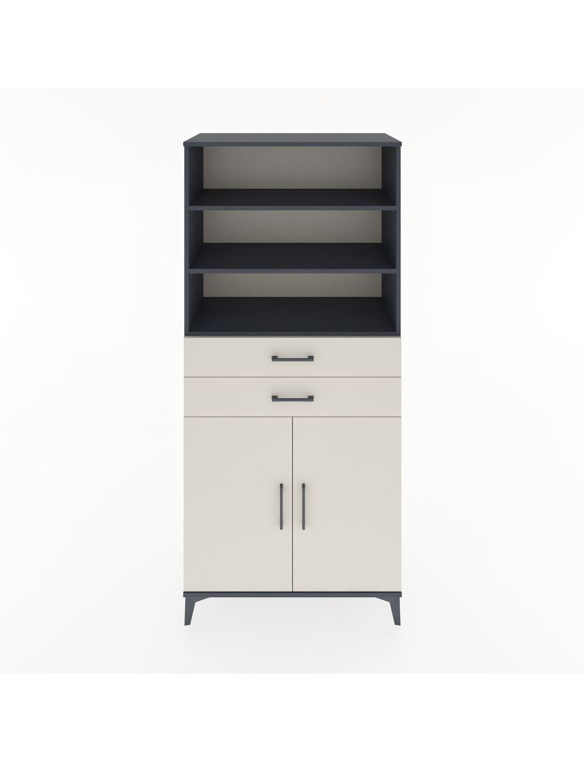 Hyperion Dolap 4 Raflı 2 Çekmeceli 2 Kapaklı 88x44x195 Antrasit-Aytaşı