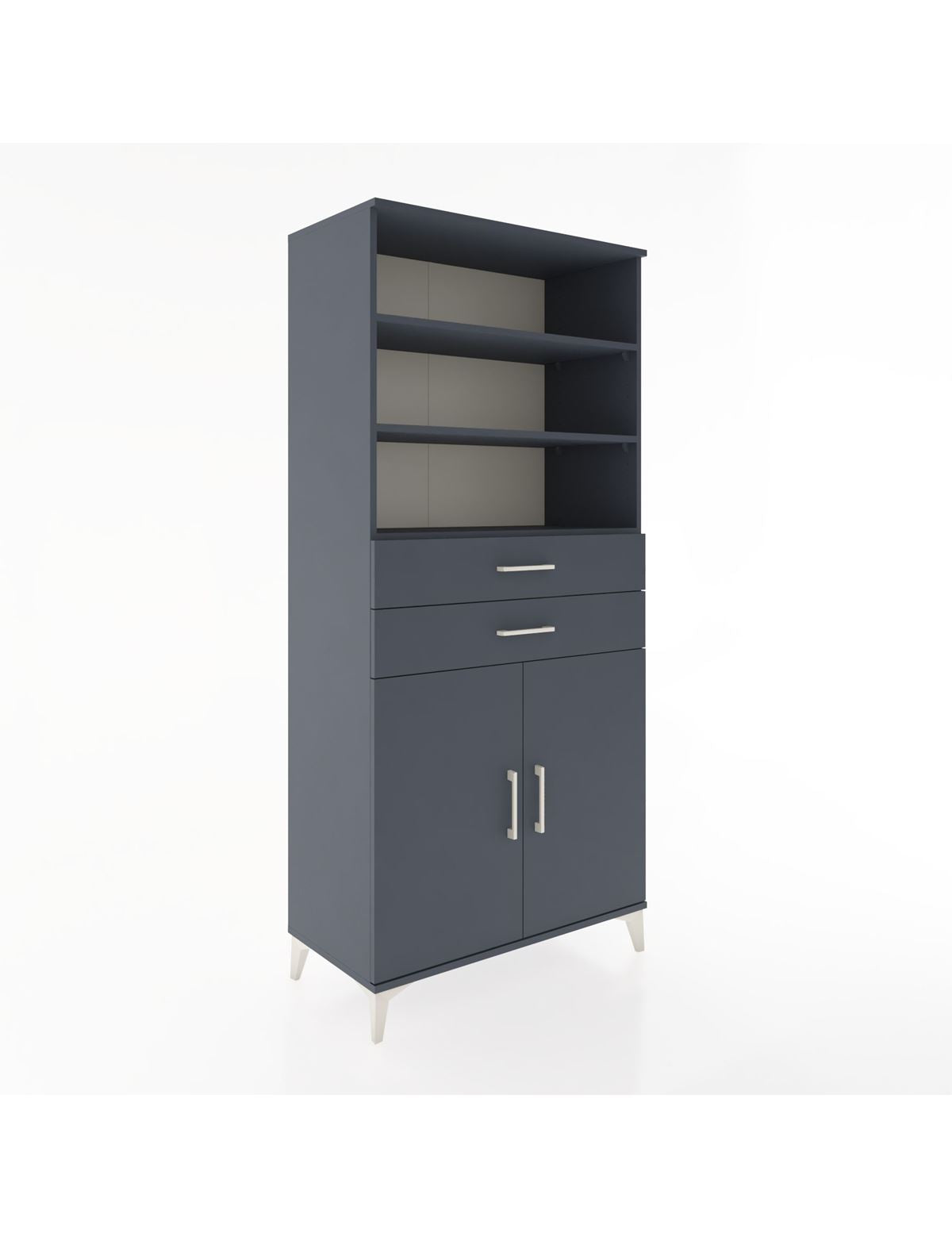 Hyperion Dolap 4 Raflı 2 Çekmeceli 2 Kapaklı 88x44x195 Antrasit-Antrasit