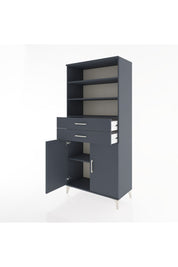 Hyperion Dolap 4 Raflı 2 Çekmeceli 2 Kapaklı 88x44x195 Antrasit-Antrasit