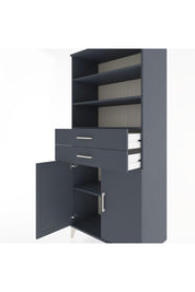 Hyperion Dolap 4 Raflı 2 Çekmeceli 2 Kapaklı 88x44x195 Antrasit-Antrasit