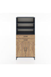 Hyperion Dolap 4 Raflı 2 Çekmeceli 2 Kapaklı 88x44x195 Antrasit-Çam