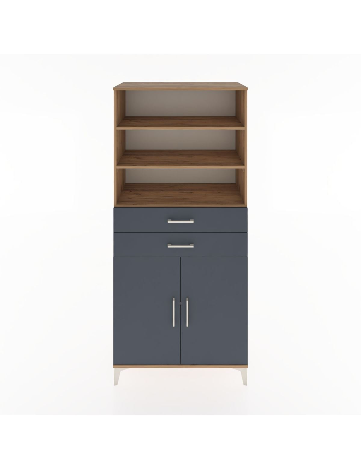 Hyperion Dolap 4 Raflı 2 Çekmeceli 2 Kapaklı 88x44x195 Çam-Antrasit