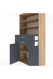 Hyperion Dolap 4 Raflı 2 Çekmeceli 2 Kapaklı 88x44x195 Çam-Antrasit