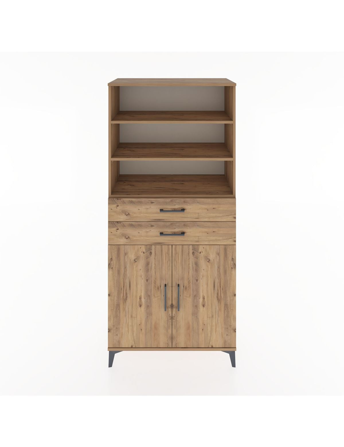 Hyperion Dolap 4 Raflı 2 Çekmeceli 2 Kapaklı 88x44x195 Çam-Çam